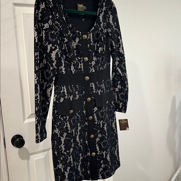 Taylor lace mini-dress - NWT - black lace overlay.  Size 2 - Picture 5 of 11